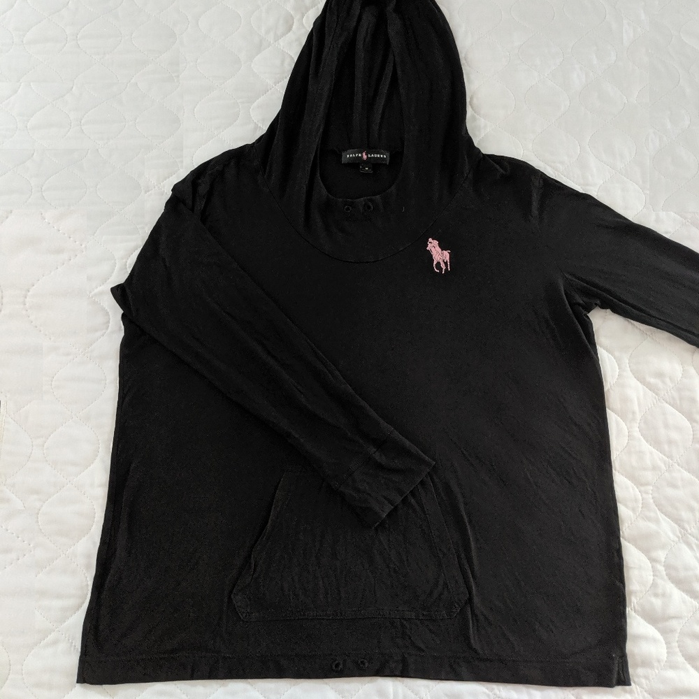 RALPH LAUREN Girls Long Sleeve Hood Tee Size M